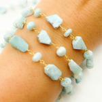 Load image into Gallery viewer, Larimar Gold Plated Wire Chain.