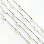 Load image into Gallery viewer, Freshwater Pearl Oxidized Connected Wire Chain. PRL54
