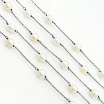 Load image into Gallery viewer, Freshwater Pearl Oxidized Connected Wire Chain. PRL54