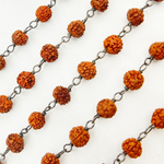 Load image into Gallery viewer, Wood - Rudraksha Round Shape Oxidized Wire Chain. WO4
