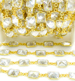 Load image into Gallery viewer, Cubic Zirconia Rectangular Shape Bezel Chain.
