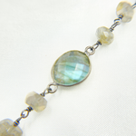Load image into Gallery viewer, Coated Labradorite with Bezel Stone Oxidized Wire Chain. CLB30