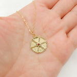 Load image into Gallery viewer, 14k Solid Gold Diamond & Ruby Circle Charm. GDP496