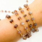 Load image into Gallery viewer, Chocolate Moonstone Gold Plated Wire Chain. MS43