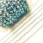 Load image into Gallery viewer, Blue Chalcedony Rose Gold Plated Wire Chain. BCL6