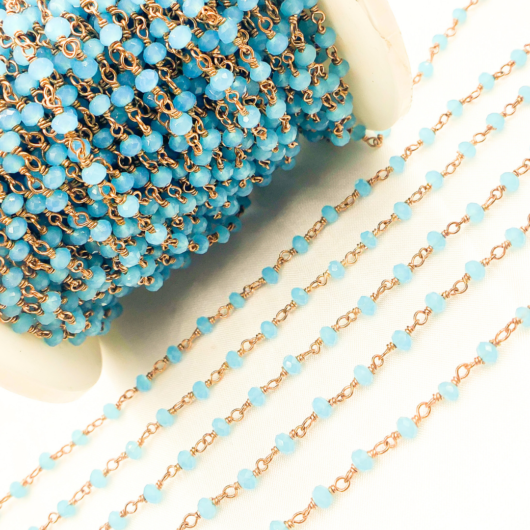 Blue Chalcedony Rose Gold Plated Wire Chain. BCL6