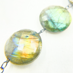 Load image into Gallery viewer, Labradorite Coin Shape Oxidized Wire Chain. LAB89