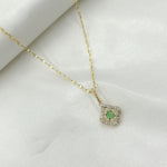 Load image into Gallery viewer, PN417531Y14EM1. 14k Solid Gold Diamond and Emerald Flower Charm
