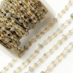 Load image into Gallery viewer, Labradorite Double Gold Plated Connected Wire Chain. LAB120