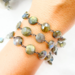 Load image into Gallery viewer, Labradorite Oxidized Wire Chain. LAB64