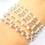 Load image into Gallery viewer, White Moonstone Oxidized 925 Sterling Silver Wire Chain