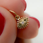 Load image into Gallery viewer, GDP264. 14K Solid Gold Diamond Evil Eye Charm