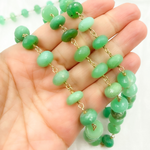 Load image into Gallery viewer, Chrysoprase Rondel Faceted Gold Plated Wire Chain. CHR14