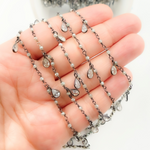 Load image into Gallery viewer, Coated Green Moonstone & CZ Dangle Oxidized Wire Chain. CMS39