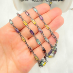 Load image into Gallery viewer, CZ45. Multi Color Cubic Zirconia Rectangular Shape Connected Chain