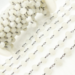 Load image into Gallery viewer, White Moonstone Round Shape Oxidized Wire Chain. WMS31