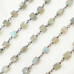 Load image into Gallery viewer, Labradorite Cube Oxidized Wire Chain. LAB66