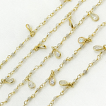 Load image into Gallery viewer, Labradorite & CZ Dangle Gold Plated Wire Chain. LAB40
