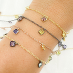 Load image into Gallery viewer, Multi Color Cubic Zirconia Square Shape Dangle Chain. CZ39