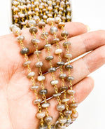 Load image into Gallery viewer, Golden Moonstone Wire Wrap Chain made with 18K Gold Plate 925 Sterling Silver. CMS29