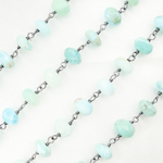 Load image into Gallery viewer, Larimar Oxidized 925 Sterling Silver Wire Chain. LAR6