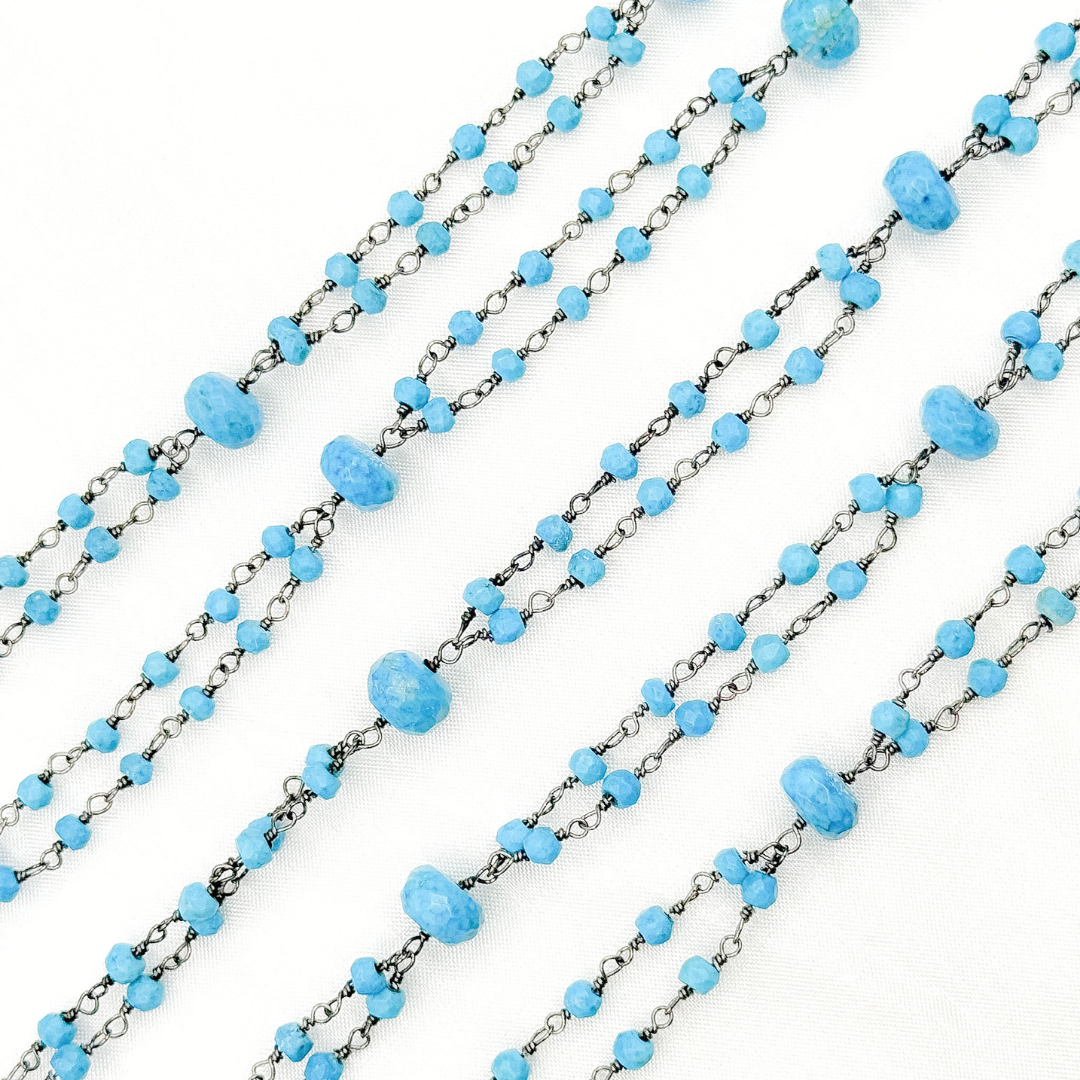 Turquoise Double Oxidized Connected Wire Chain. TRQ47