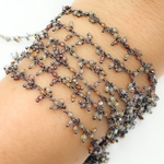 Load image into Gallery viewer, Multi Tunduru Sapphire Cluster Dangle Oxidized Wire Chain. SAP8