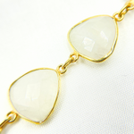 Load image into Gallery viewer, White Moonstone Triangle Shape Bezel Gold Plated Wire Chain. WMS15