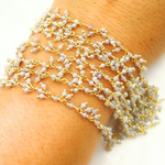Load image into Gallery viewer, Coated Blue Moonstone Cluster Dangle Gold Plated Wire Chain. CMS96