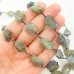 Load image into Gallery viewer, Labradorite Organic Shape Oxidized Wire Chain. LAB95