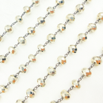 Load image into Gallery viewer, Steel Pyrite Faceted Rondel Oxidized Wire Chain. PYR39