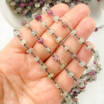 Load image into Gallery viewer, Multi Sapphire Pink Smooth Oxidized Wire Chain. MSA12