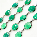 Load image into Gallery viewer, Green Onyx Organic Shape Bezel Oxidized Wire Chain. ON8