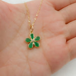 Load image into Gallery viewer, 14k Solid Gold Diamond and Emerald Flower Charm. GDP568