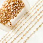 Load image into Gallery viewer, Pink Opal Gold Plated Wire Chain. POP4