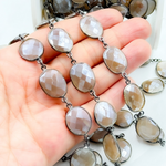 Load image into Gallery viewer, Multi Moonstone Oval Shape Bezel Oxidized Wire Chain.