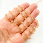 Load image into Gallery viewer, Peach Moonstone Gold Plated Wire Chain. MS40