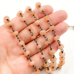 Load image into Gallery viewer, Peach Moonstone Oxidized Wire Chain. MS26