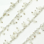 Load image into Gallery viewer, White Moonstone Cluster Dangle 925 Sterling Silver Wire Chain. WMS34