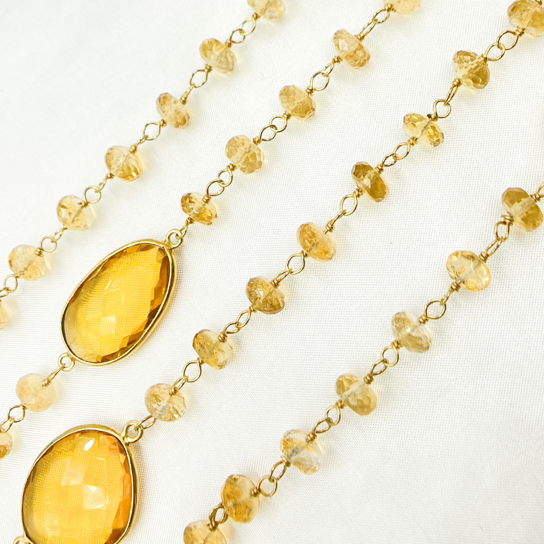 Citrine Gold Plated Bezel Wire Chain. CTR4