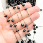 Load image into Gallery viewer, Black Spinel Oxidized Connected Wire Chain.