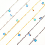 Load image into Gallery viewer, Created Blue Opal Round Shape Dangle Chain. CBO4