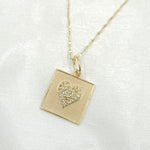 Load image into Gallery viewer, 14K Solid Gold Charm. Square Pendant with Diamonds. GDP140
