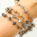 Load image into Gallery viewer, Multi Moonstone Oxidized Wire Chain. MMS18