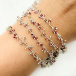 Load image into Gallery viewer, Multi Tunduru Sapphire Cluster Dangle 925 Sterling Silver Wire Chain. SAP7
