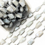 Load image into Gallery viewer, Coated Milky Aquamarine Organic Shape Bezel Oxidized Wire Chain. AQU7