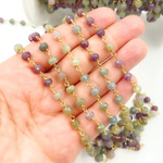 Load image into Gallery viewer, Multi Sapphire Gold Plated Wire Chain.