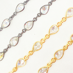 Load image into Gallery viewer, Cubic Zirconia Pear Shape Connected Chain. CZ25