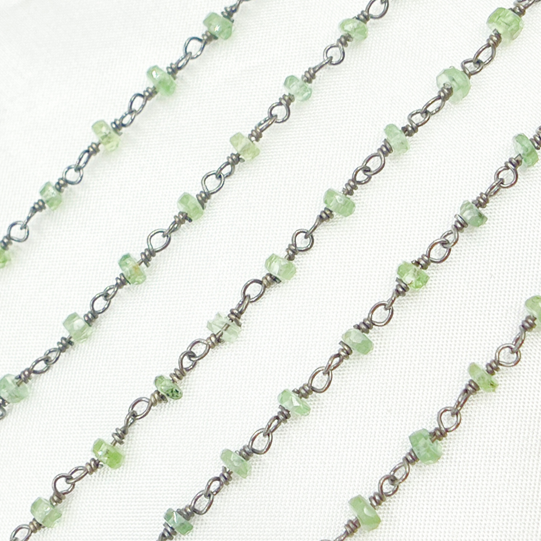 Green Kyanite Oxidized Wire Chain. KYA8