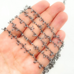 Load image into Gallery viewer, Coated Grey Moonstone Cluster Dangle Oxidized Wire Chain. CMS33